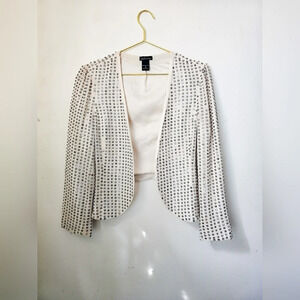 VINTAGE MODA INTERNATIONAL Sequin Embellished Cream Bolero Light Jacket Y2k